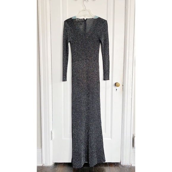 vintage • 1970s Wenjilli lurex maxi dress gown ribbed knit metallic sparkle 70s - Picture 9 of 11
